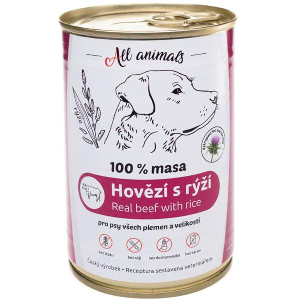 All Animals DOG hovězí mleté s rýží 400g