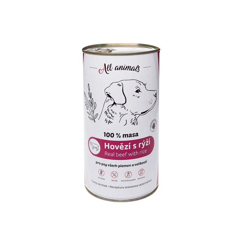 All Animals DOG hovězí mleté s rýží 1200g