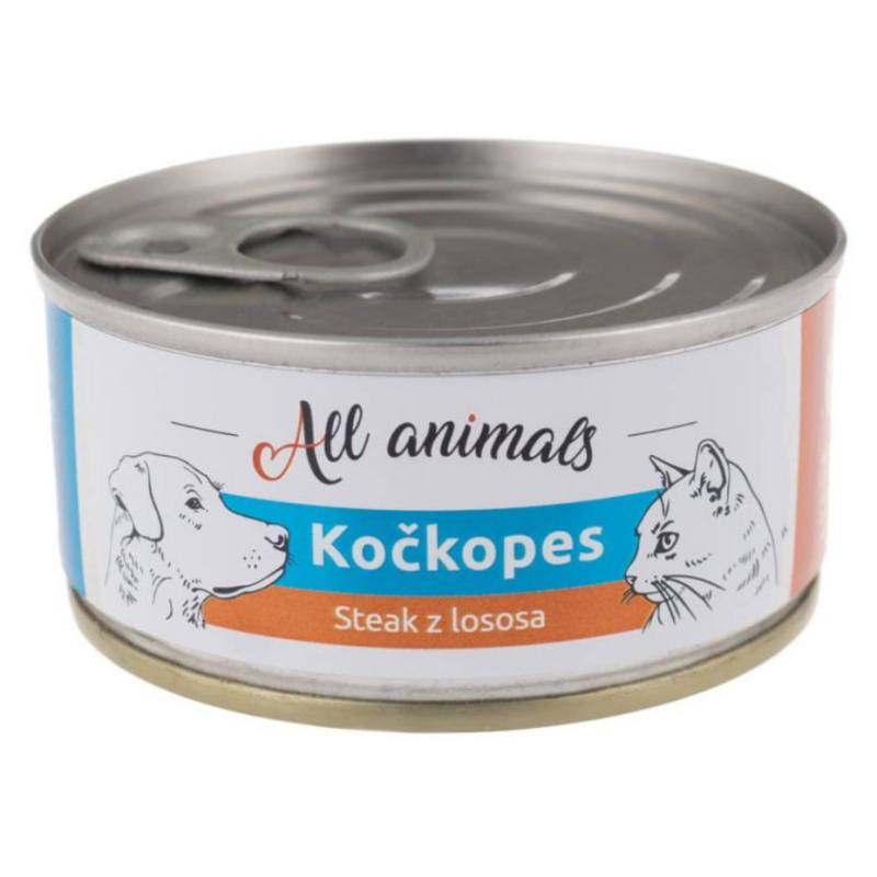 ALL ANIMALS Kočkopes konzerva steak z lososa 100 g