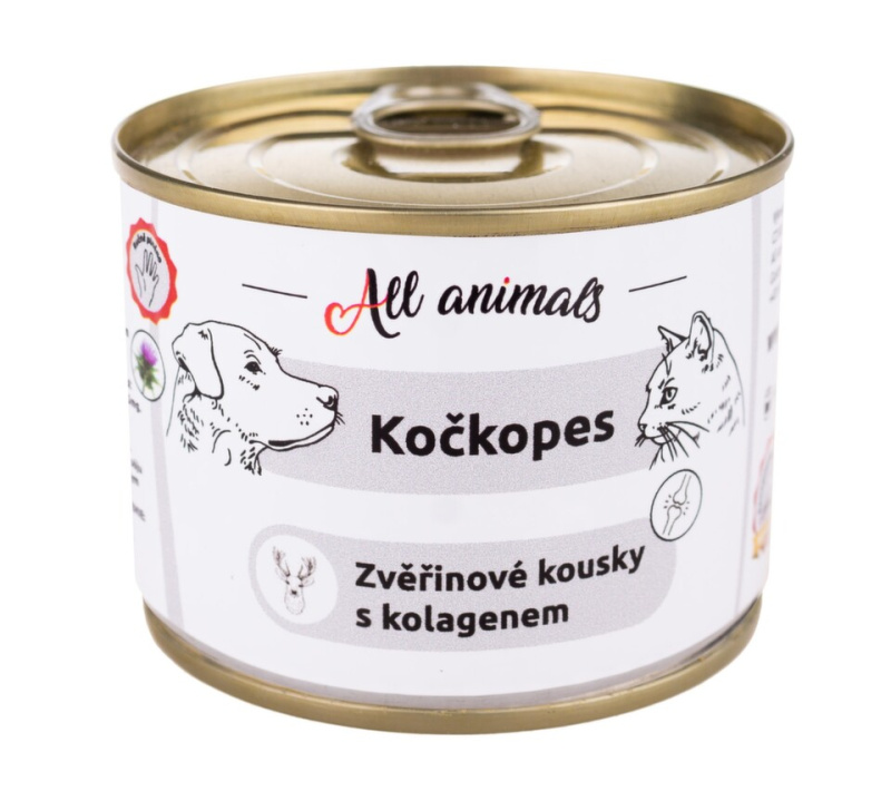 ALL ANIMALS Kočkopes konz. zvěřinové kousky s kolagenem  200g
