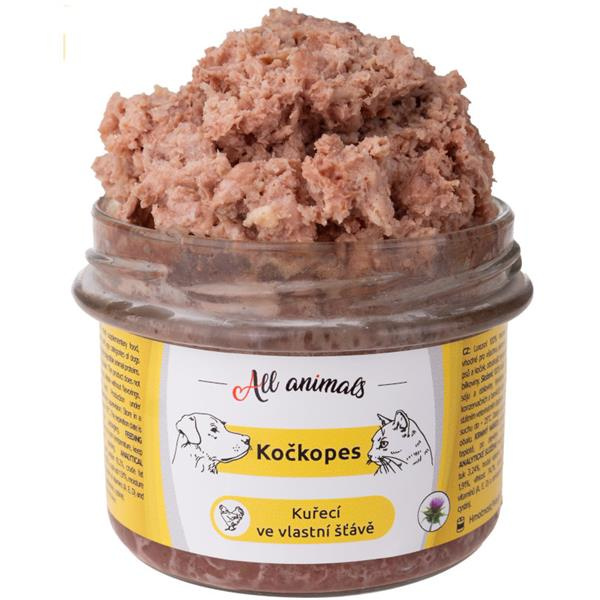All Animals kočkopes sklo Kuře ve vlastní šťávě  200g