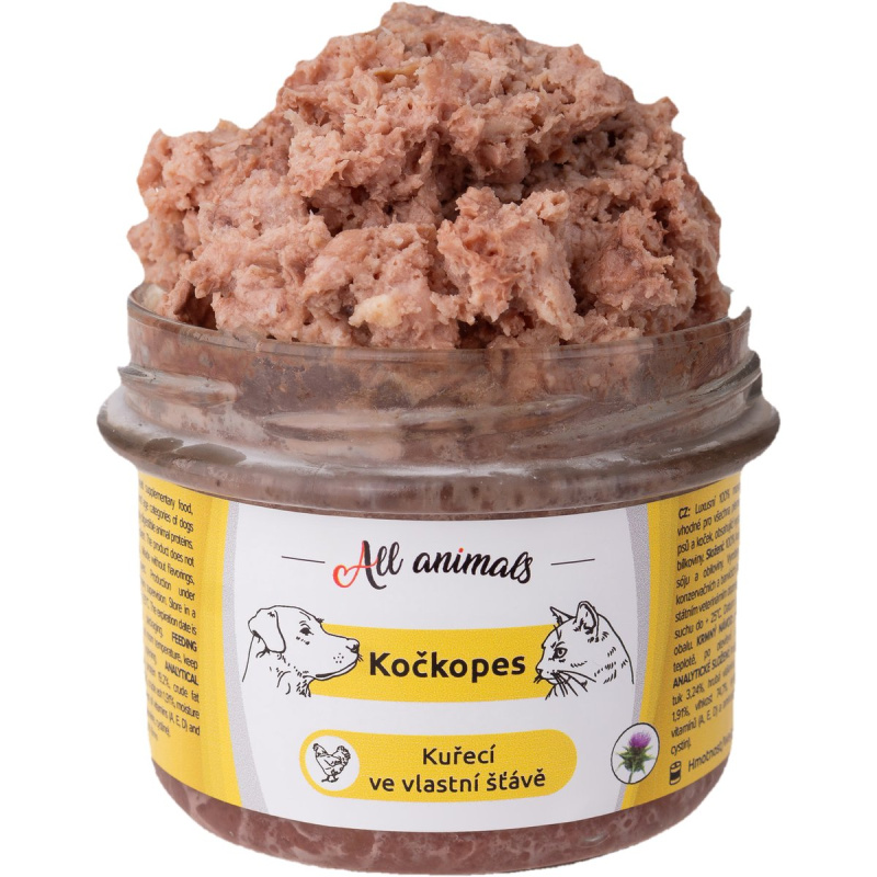 All Animals kočkopes sklo Kuře ve vlastní šťávě  200g