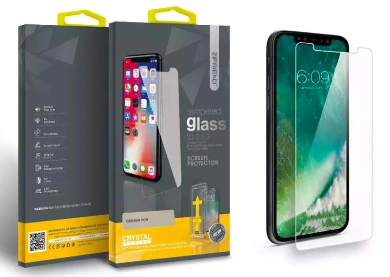 ZIFRIEND tvrzené sklo s aplikačním rámečkem pro iPhone XS Max - Balení 2 ks Transparentní