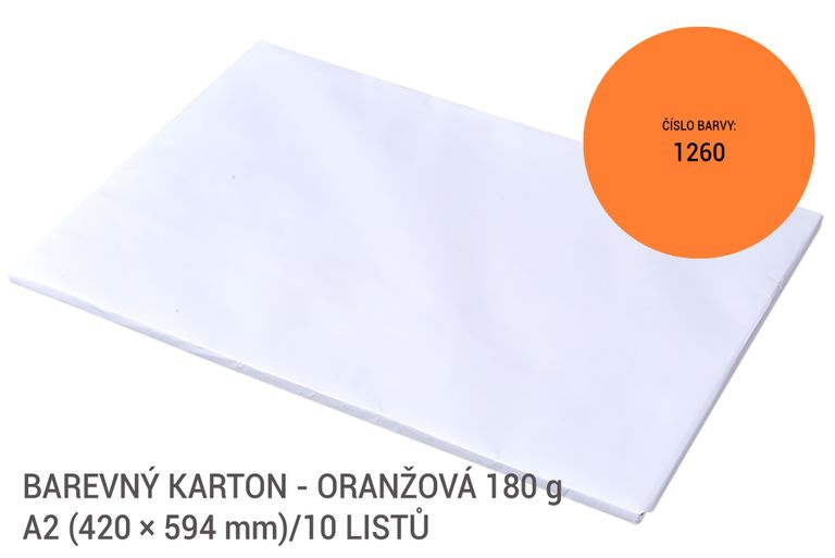 Kreslicí karton barevný A2 - 180g - 10 ks - oranžový