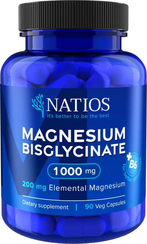 NATIOS Magnesium Bisglycinate 1000 mg + B6 90 kapslí