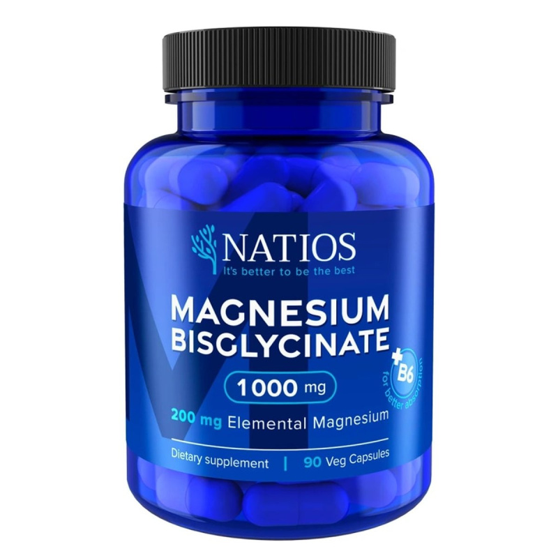 NATIOS Magnesium Bisglycinate 1000 mg + B6 90 kapslí