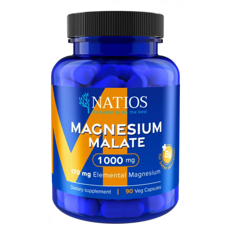 NATIOS Magnesium Malate 1000 mg + B6 90 kapslí