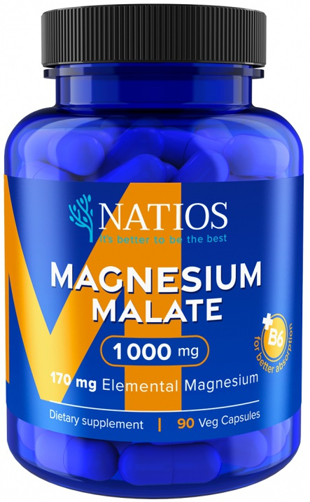 NATIOS Magnesium Malate 1000 mg + B6 90 kapslí