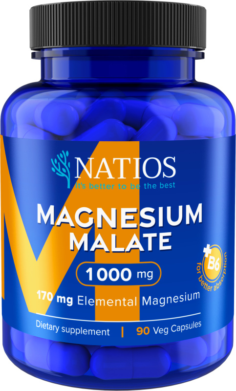 NATIOS Magnesium Malate 1000 mg + B6 90 kapslí