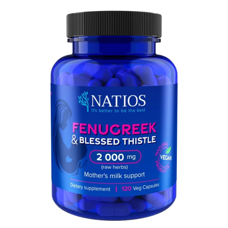 NATIOS Fenugreek & Blessed Thistle Extract Pískavice 2000 mg 120 kapslí