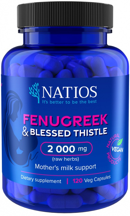 NATIOS Fenugreek & Blessed Thistle Extract Pískavice 2000 mg 120 kapslí