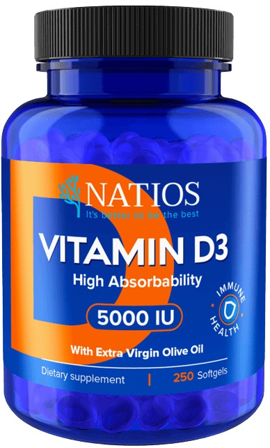 NATIOS Vitamin D3 Vysoce vstřebatelný 5000 IU 250 kapslí