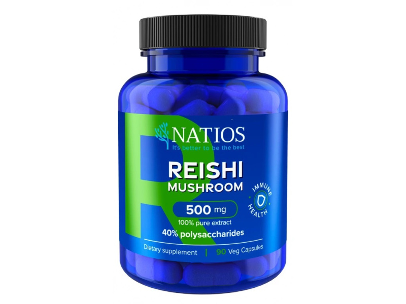 Natios Reishi Extract 500 mg, 40% polysacharidů, 90 kapslí