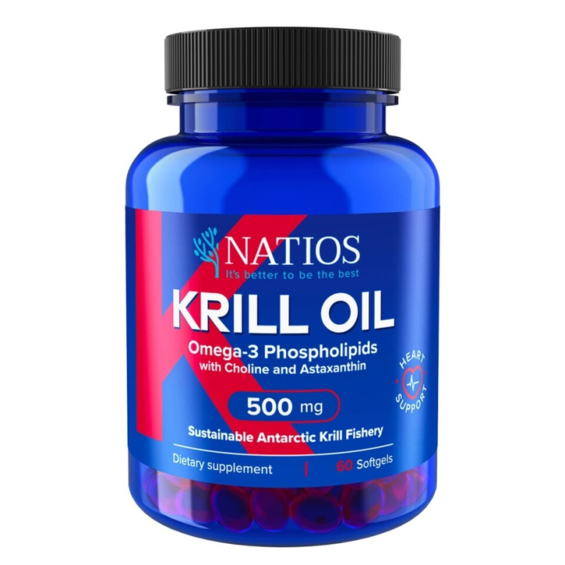 NATIOS Krill Oil Olej z antarktického krilu s astaxantinem 500 mg 60 softgel kapslí
