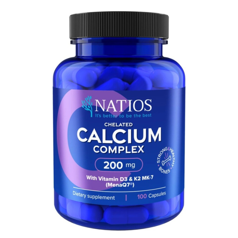 NATIOS Chelated Calcium Complex Vápník s vitamíny D3 a K2 MK-7 200 mg 100 kapslí