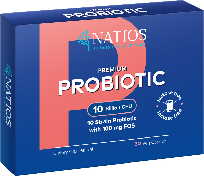 NATIOS Premium Probiotic Probiotika s FOS 10 miliard CFU 10 kmenů 60 veg kapslí