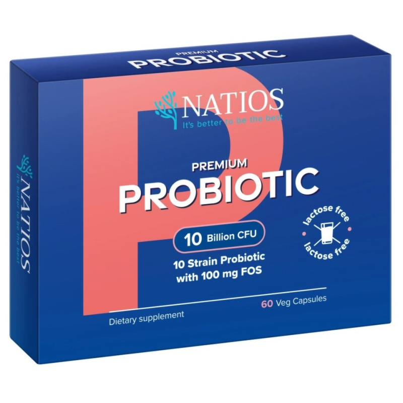 NATIOS Premium Probiotic Probiotika s FOS 10 miliard CFU 10 kmenů 60 veg kapslí