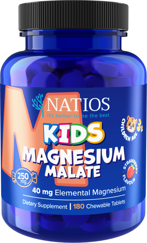 Natios Kids Magnesium Malate 250 mg 180 jahodových cucacích tabletek