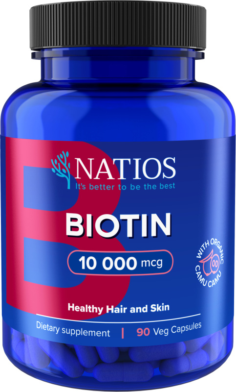 Natios Biotin 10 000 mcg Extra Strength 90 veganských kapslí