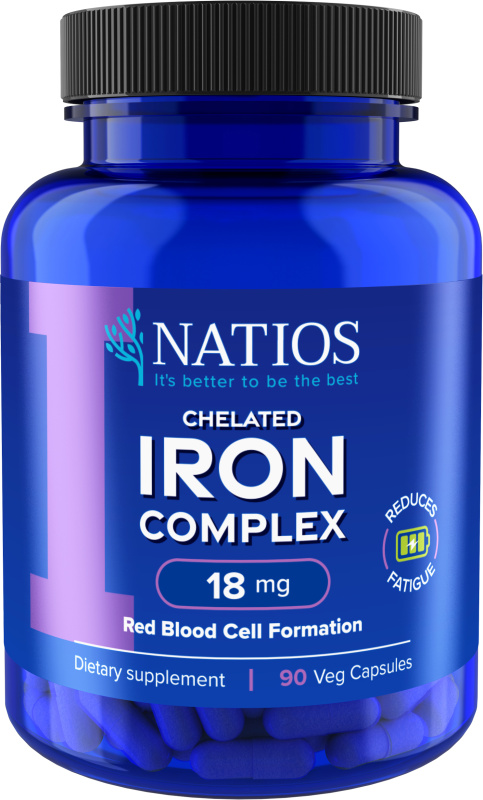 Natios Iron Chelated Complex Železo bisglycinát 18 mg 90 veganských kapslí