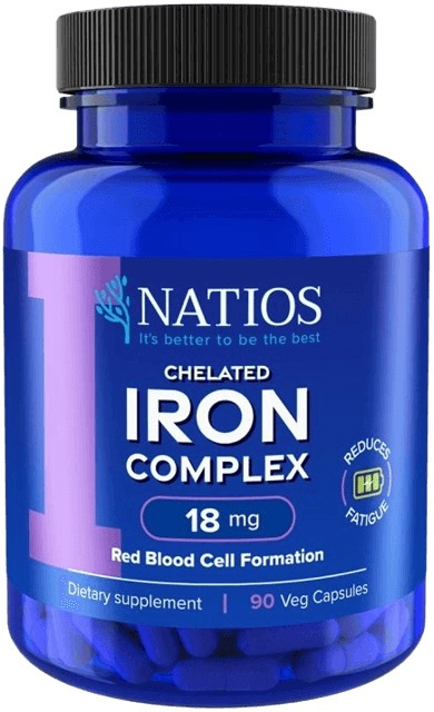Natios Iron Chelated Complex Železo bisglycinát 18 mg 90 veganských kapslí