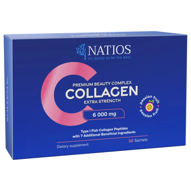 NATIOS Collagen Premium Beauty Complex Komplex pro krásu 6 000 mg 30 sáčků - marakuja