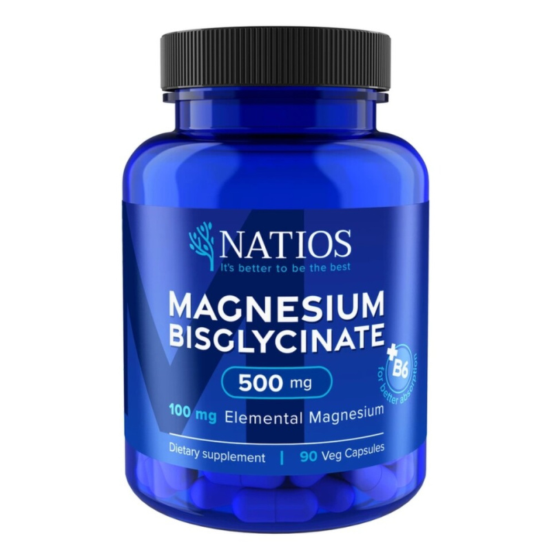 NATIOS Magnesium Bisglycinate 500 mg + B6 90 kapslí