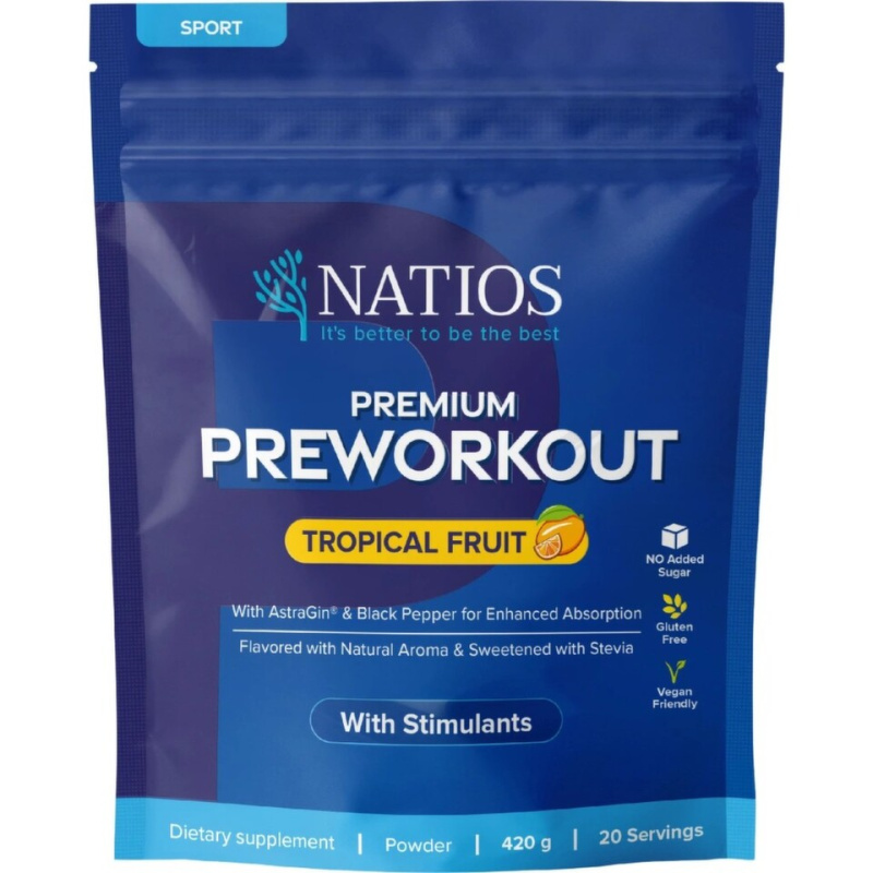 NATIOS Premium Preworkout s kofeinem Trop.ov.420g