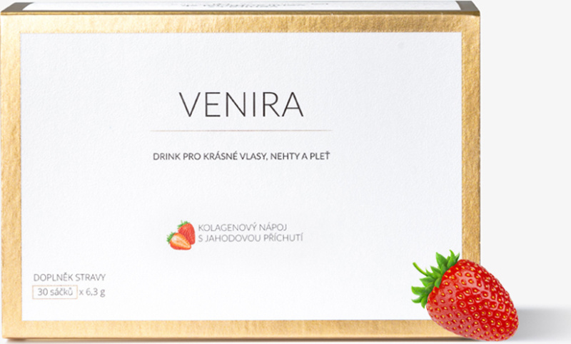 VENIRA kolagenový drink pro vlasy, nehty a pleť - jahoda, 30 sáčků