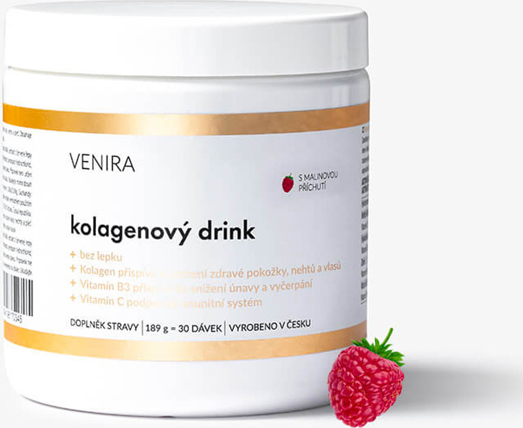 VENIRA kolagenový drink pro vlasy, nehty a pleť - malina, 189 g