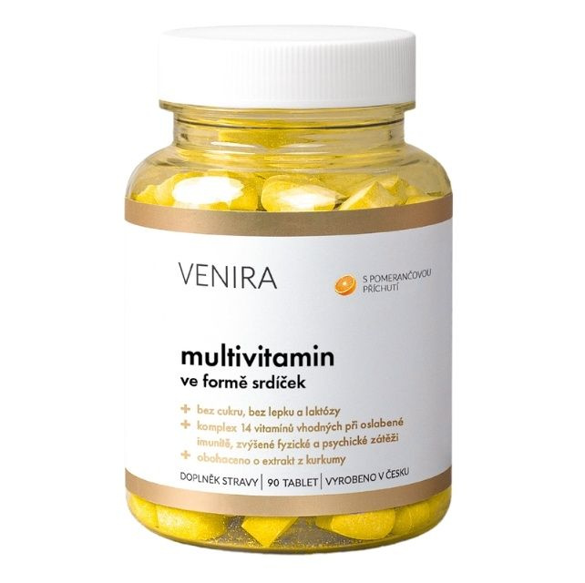 VENIRA multivitamin ve formě srdíček - pomeranč, 90 srdíček
