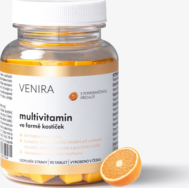 VENIRA multivitamin ve formě srdíček - pomeranč, 90 srdíček