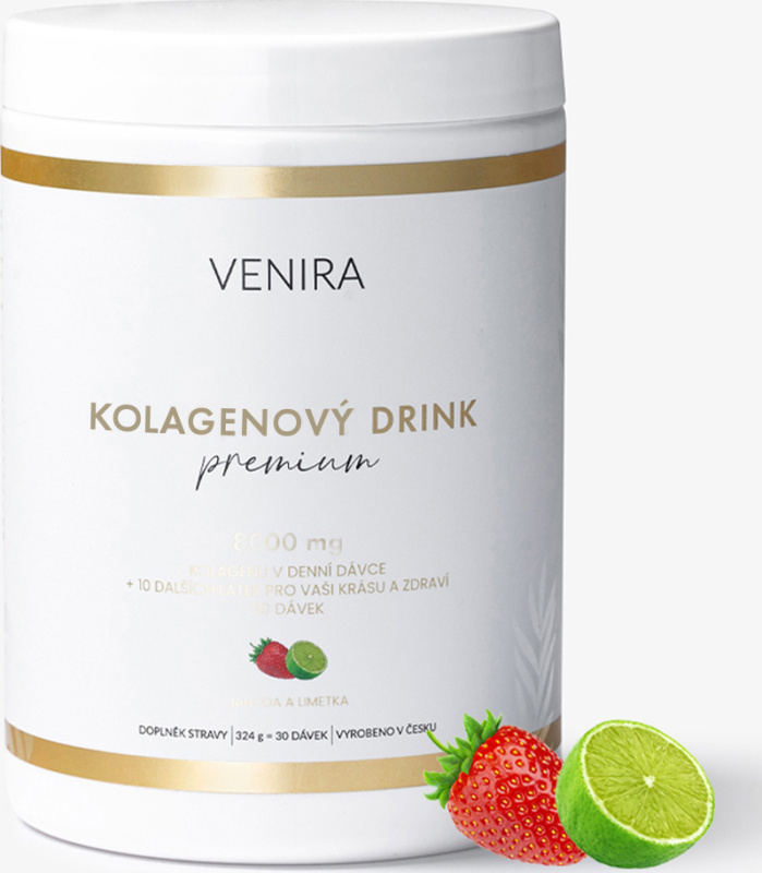 VENIRA PREMIUM kolagenový drink, jahoda-limetka, 324 g