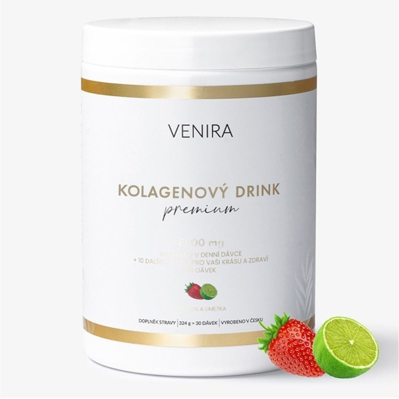 VENIRA PREMIUM kolagenový drink, jahoda-limetka, 324 g