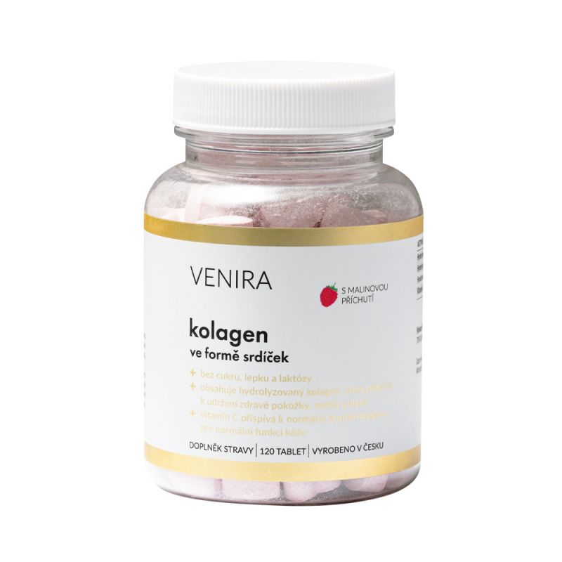 VENIRA kolagen ve formě srdíček, malina, 120 srdíček