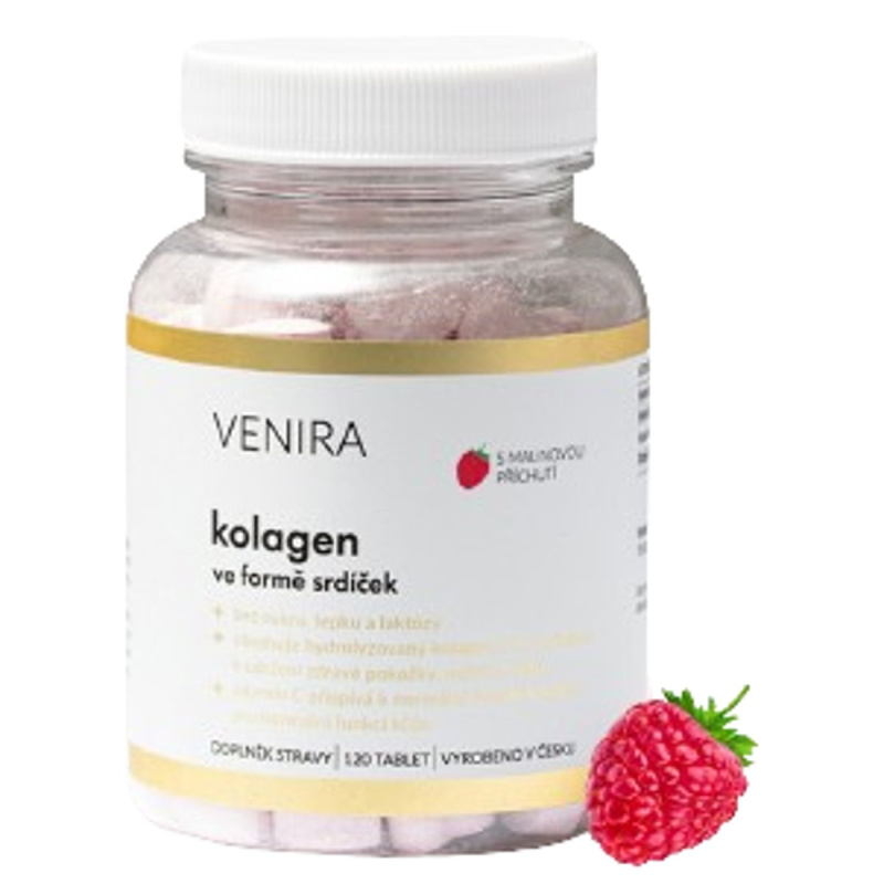 VENIRA kolagen ve formě srdíček, malina, 120 srdíček