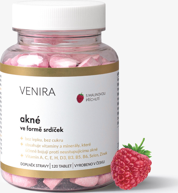 VENIRA akné srdíčka, malina, 120 srdíček