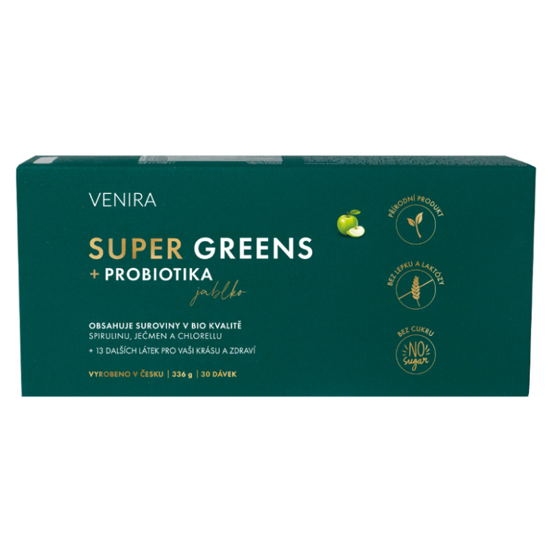 VENIRA super greens + probiotika, jablko, 30 sáčků