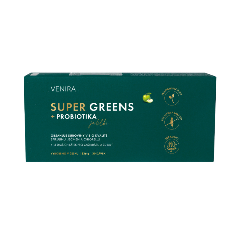 VENIRA super greens + probiotika, jablko, 30 sáčků