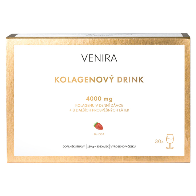 VENIRA kolagenový drink pro vlasy, nehty a pleť, jahoda, mořský kolagen, 30 sáčků