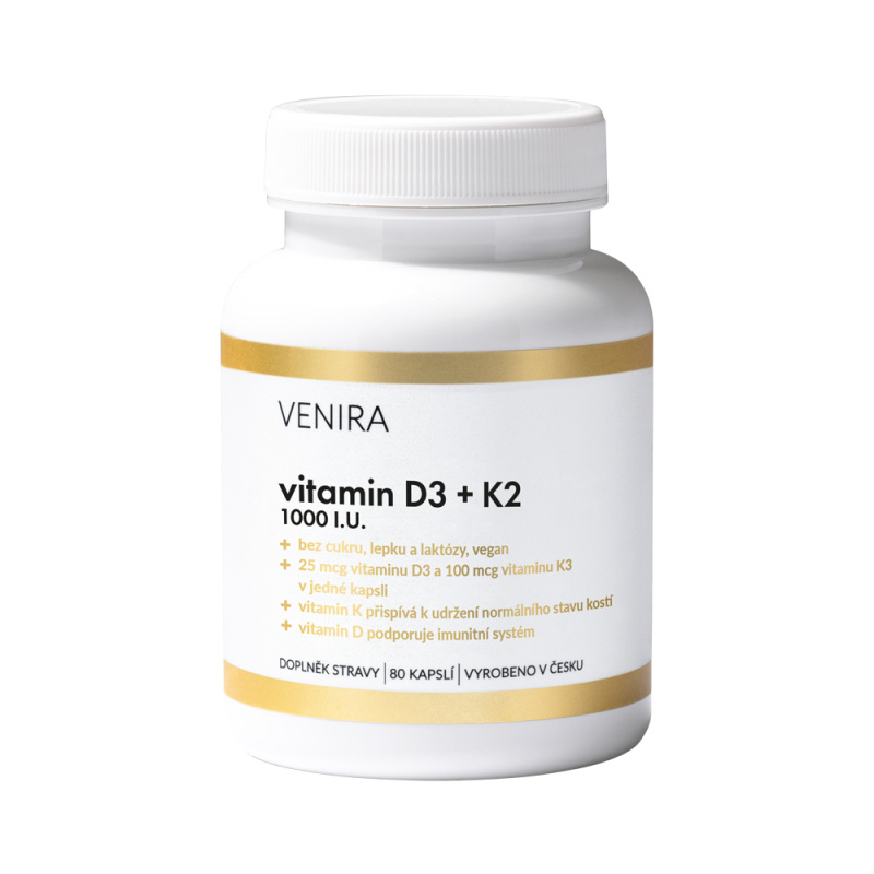 VENIRA vitamin D3 + K2 80 kapslí