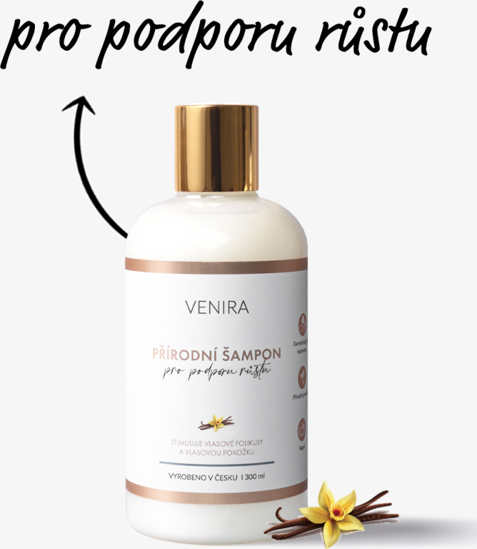 Venira přírodní šampon pro podporu růstu vlasů, vanilka, 300 ml