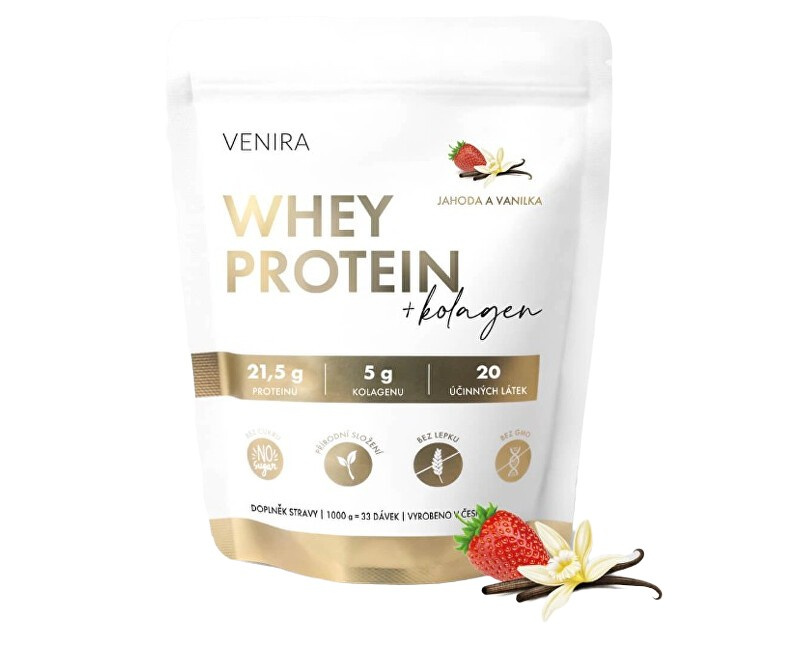 VENIRA whey protein, jahoda-vanilka, 1000 g