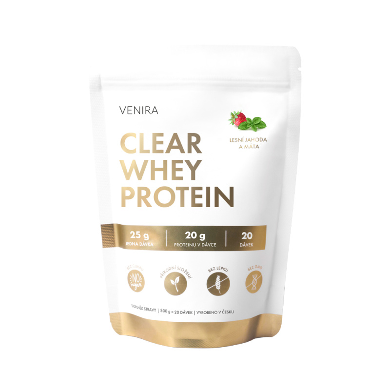 VENIRA clear whey protein, proteinová limonáda, jahoda-máta, 500 g