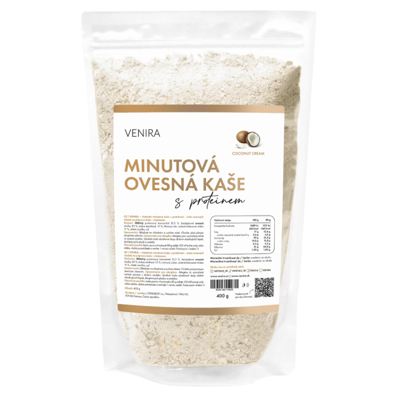 VENIRA minutová ovesná kaše s proteinem, coconut cream, 400 g