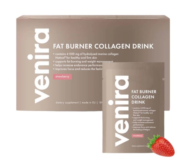 Venira fat burner collagen drink mořský kolagen jahoda 30x6,3 g