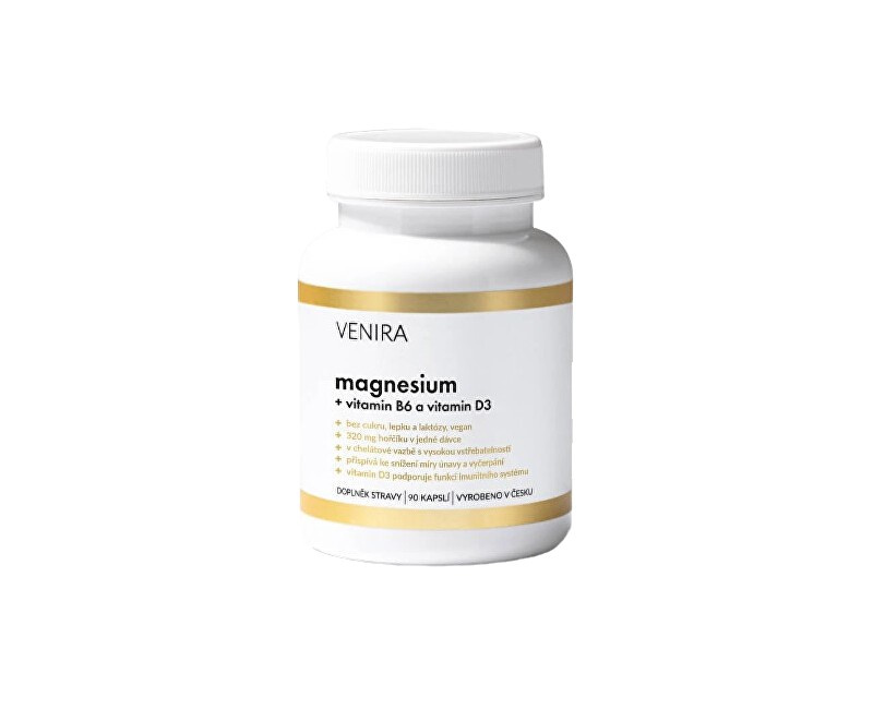 Venira Magnesium + vitamin B6 a vitamin D3 90 kapslí