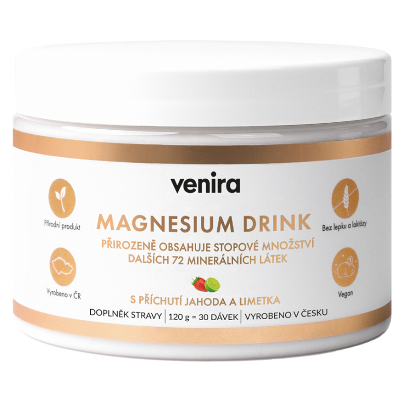 VENIRA magnesium drink, jahoda-limetka, 120 g