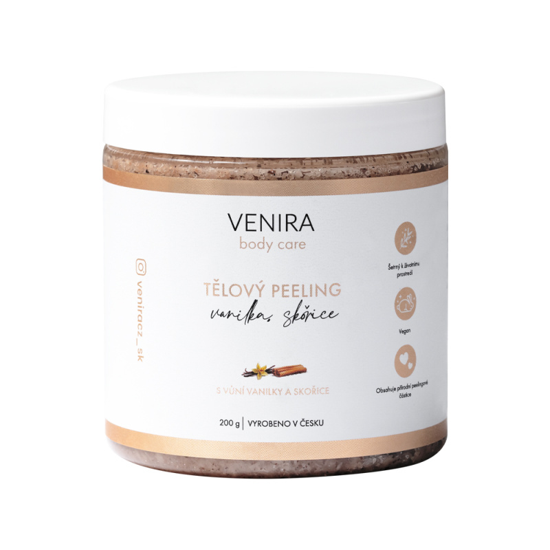VENIRA tělový peeling, vanilka a skořice, 200 g