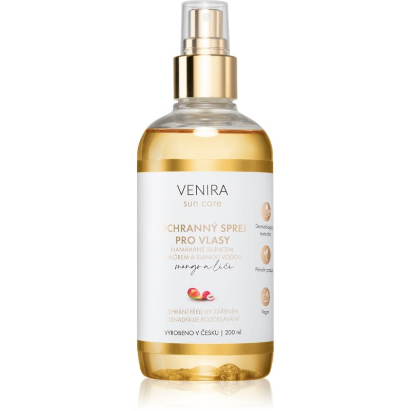 VENIRA ochranný sprej pro vlasy namáhané sluncem, chlórem a slanou vodou- mango-liči, 200ml